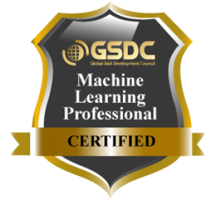 Certified Data Science Professional badge in gold and black with ribbon design, official certification emblem.