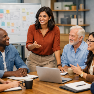 Image showcasing a leader diverse teams